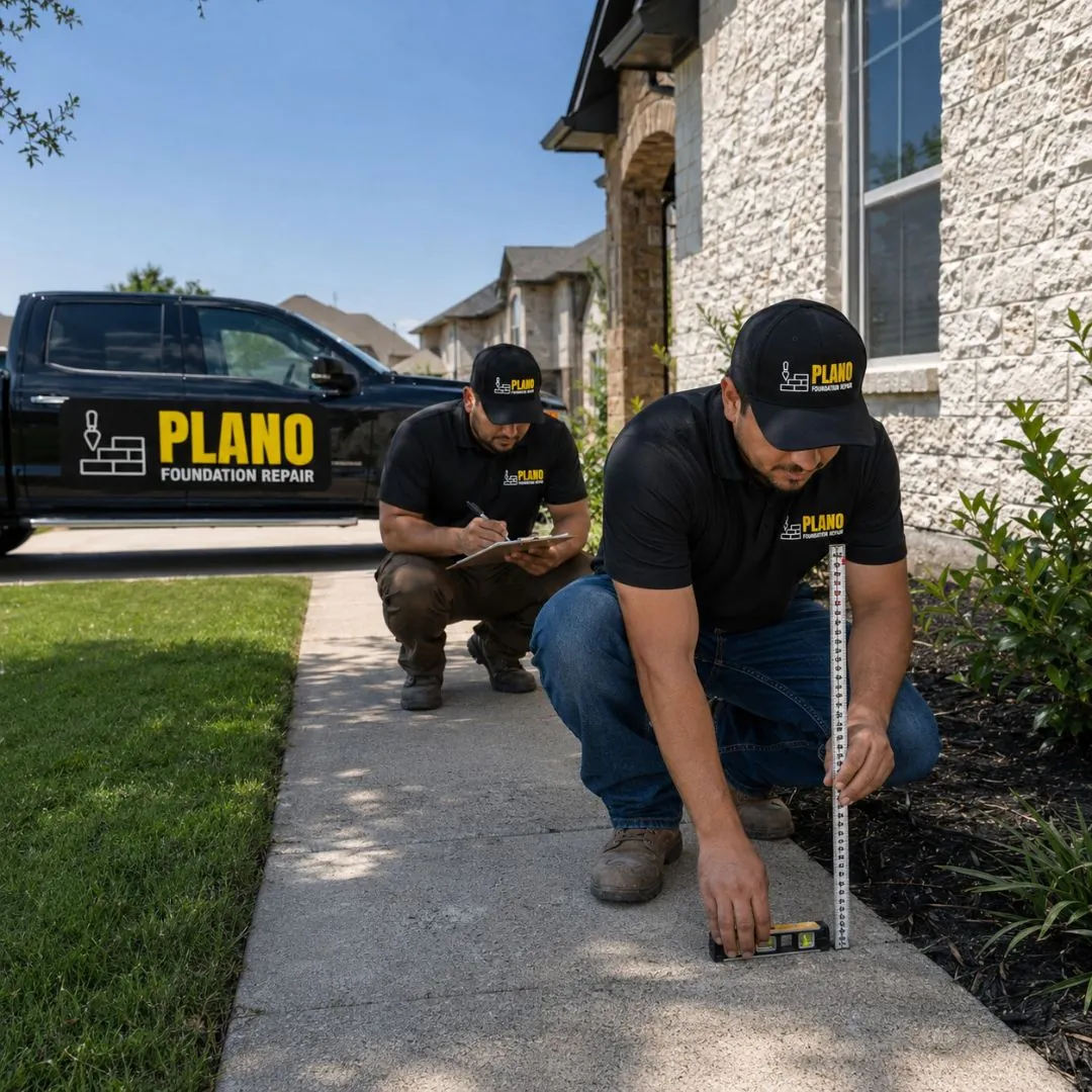 Foundation crack repair on a North Texas brick home